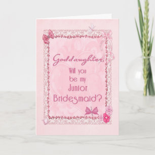 Ein handwerklicher Look Junior Bridesmaid Einladun Dankeskarte