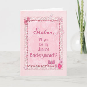 Ein handwerklicher Look Junior Bridesmaid Einladun Dankeskarte