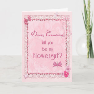 Ein handwerkliches Aussehen Blume Mädchen Einladun Dankeskarte