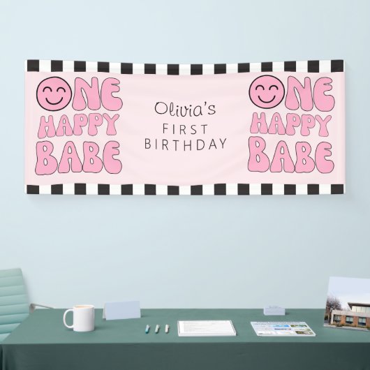 Ein Happy Babe Happy Face Pink Banner (Messe)