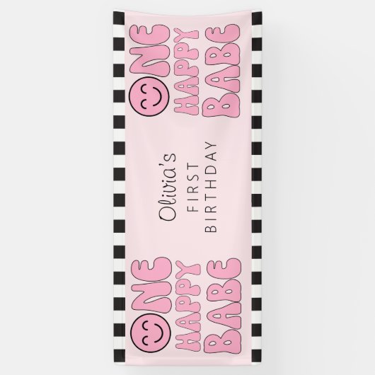 Ein Happy Babe Happy Face Pink Banner (Vertikal)