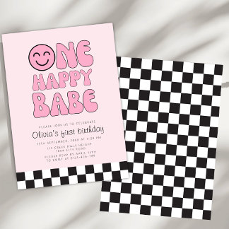 Ein Happy Babe Happy Face Pink Einladung