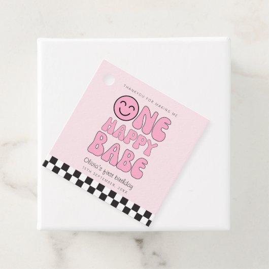 Ein Happy Babe Happy Face Pink Geschenkanhänger (Beispiel)