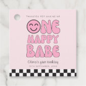 Ein Happy Babe Happy Face Pink Geschenkanhänger (Vorderseite)