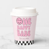 Ein Happy Babe Happy Face Pink Pappbecher (Vorderseite)