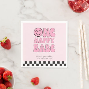 Ein Happy Babe Happy Face Pink Serviette