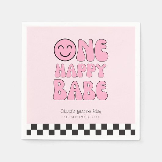Ein Happy Babe Happy Face Pink Serviette (Vorderseite)