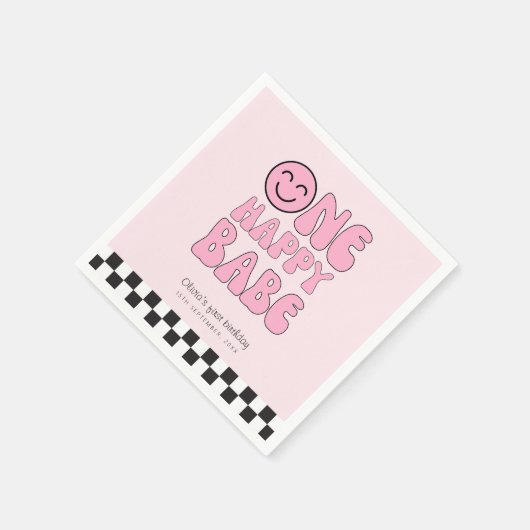 Ein Happy Babe Happy Face Pink Serviette (Ecke)