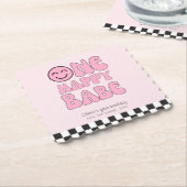 Ein Happy Babe Happy Face Pink Untersetzer (angewinkelt)