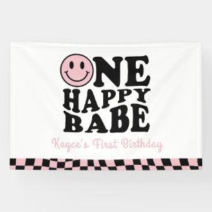 Ein Happy Babe Wavy Happy Smile Girl 1. Geburtstag Banner