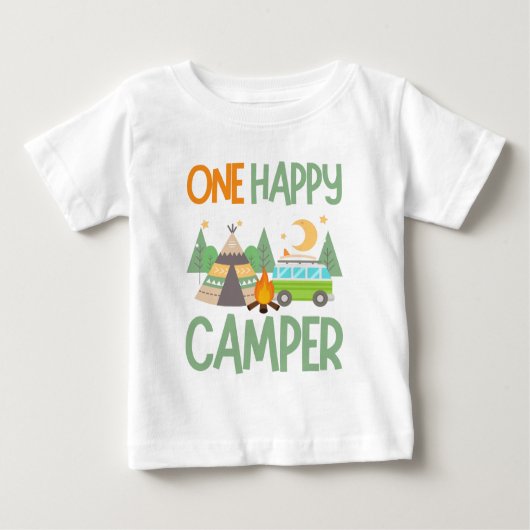 Ein Happy Camping T - Shirt zum ersten Geburtstag  (Vorderseite)