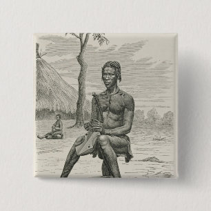 Ein Harfen-Spieler des Azandeh oder des Nyam-Nyams Button