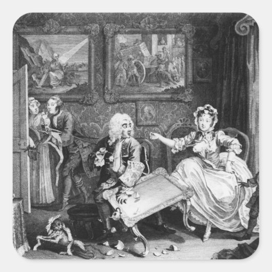 Ein Harlot's Progress, Platte II, Quarrels Quadratischer Aufkleber (Vorderseite)