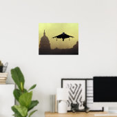 Ein Harrier-Jet, der im Morgengrauen mit Poster (Heimbüro)