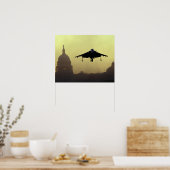 Ein Harrier-Jet, der im Morgengrauen mit Poster (Küche)