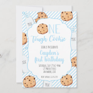 Ein harter Keks Blau erster Geburtstag Einladung