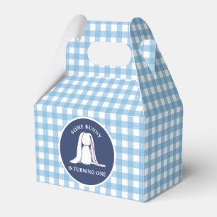 Ein Häschen ist ein blaues Gingham-Geburtstagsfest Geschenkschachtel