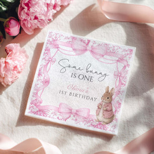 Ein Häschen ist ein Mädchen 1. Geburtstag Serviette