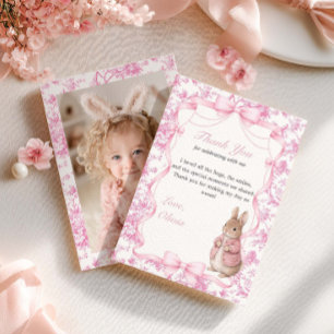 Ein Häschen ist ein rosa Toile-Häschen Dankeskarte