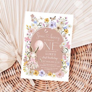 Ein Häschen ist EINS Erste 1. Geburtstagseinladung Einladung