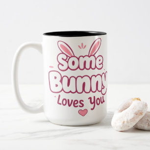 Ein Häschen liebt dich süße rosa Ostertypografie Zweifarbige Tasse