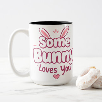 Ein Häschen liebt dich süße rosa Ostertypografie Zweifarbige Tasse