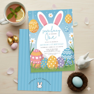 Ein Häschen wird eins Ostern Frühling 1. Geburtsta Einladung