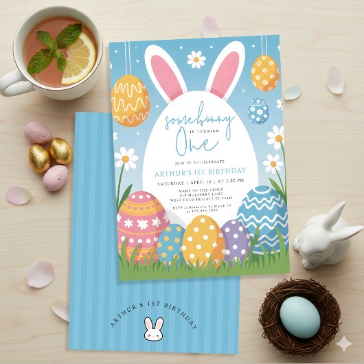 Ein Häschen wird eins Ostern Frühling 1. Geburtsta Einladung