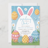 Ein Häschen wird eins Ostern Frühling 1. Geburtsta Einladung (Vorderseite)