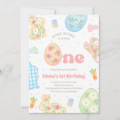 Ein Häschen wird eins Pastell-Geburtstag Einladung (Vorderseite)