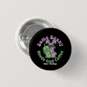 Ein Hase braucht kalten Kaffee Retro Frühling Oste Button (Vorne & Hinten)