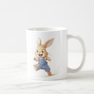 Ein Hase in hellen Overalls Kaffeetasse