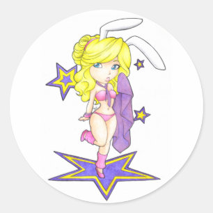 Ein Hase ist ein Star Runder Aufkleber