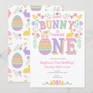 Ein Hase ist eins, Frühling, Ostern Geburtstag Einladung