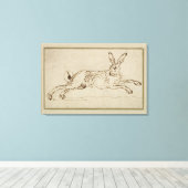 Ein Hase läuft, die Ohren rasten Leinwanddruck (Insitu (Holzboden))