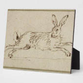 Ein Hase läuft, die Ohren sind gekippt (Pen & Tint Fotoplatte (Seite)