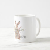 Ein Hase liebt dich Blumen Kaffeetasse (VorderseiteRechts)