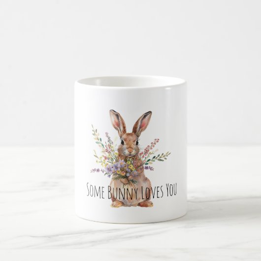 Ein Hase liebt dich Blumen Kaffeetasse (Mittel)