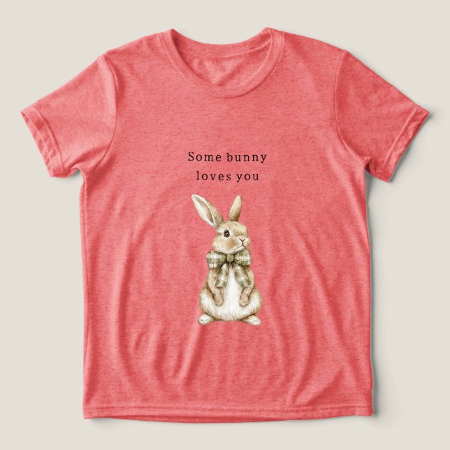 Ein Hase liebt dich grüner Bogen Ostern Tri-Blend Shirt (Design Vorderseite)