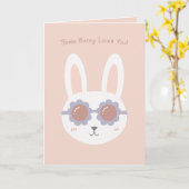 Ein Hase liebt dich Rosa Karte (Gelbe Blume)