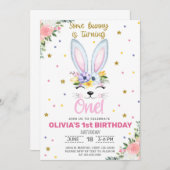 Ein Hase macht ein Mädchen einladen. Einladung (Vorne/Hinten)