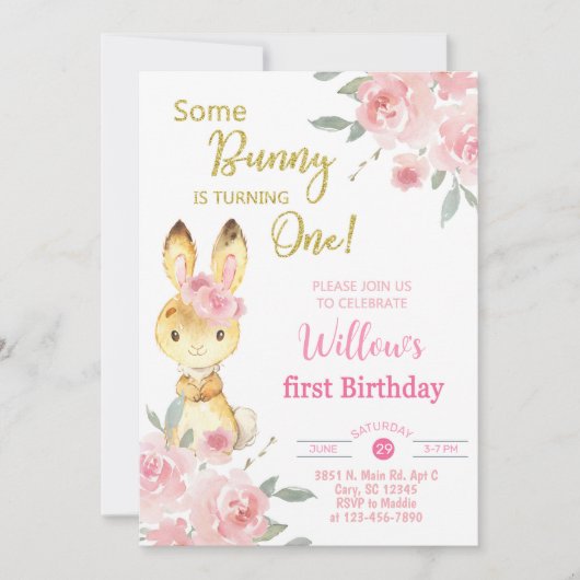 Ein Hase verwandelt die Einladung eines Mädchens z (Vorderseite)