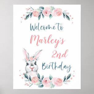 Ein Hasen Geburtstag, jedes Alter Willkommen Schil Poster