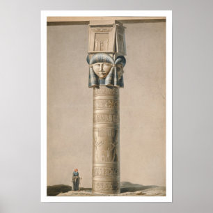 Ein Hathor ging Säule bei Dendarah, Illustration Poster