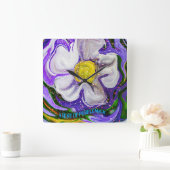 Ein Hauch von lila Magie - Blume Power Quadratische Wanduhr (Zuhause)