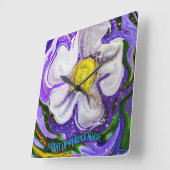 Ein Hauch von lila Magie - Blume Power Quadratische Wanduhr (Winkel)