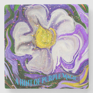Ein Hauch von lila Magie - Blume Power Steinuntersetzer