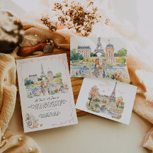 Ein Hauch von Paris | Aquarell Französisches Café