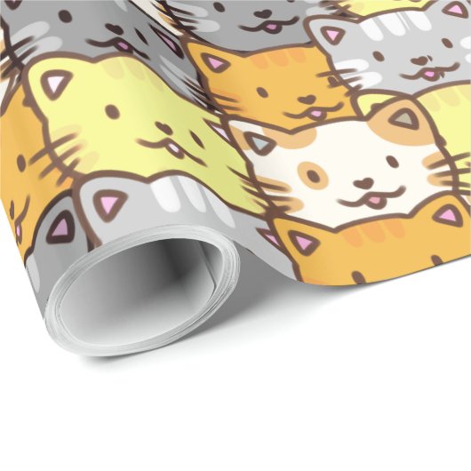 Ein Haufen farbenfroher Katzen Muster Geschenkpapier (Rolleneckpunkt)