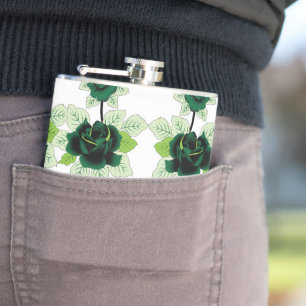 ein Haufen grüner Blume auf weißem Hintergrund Flachmann